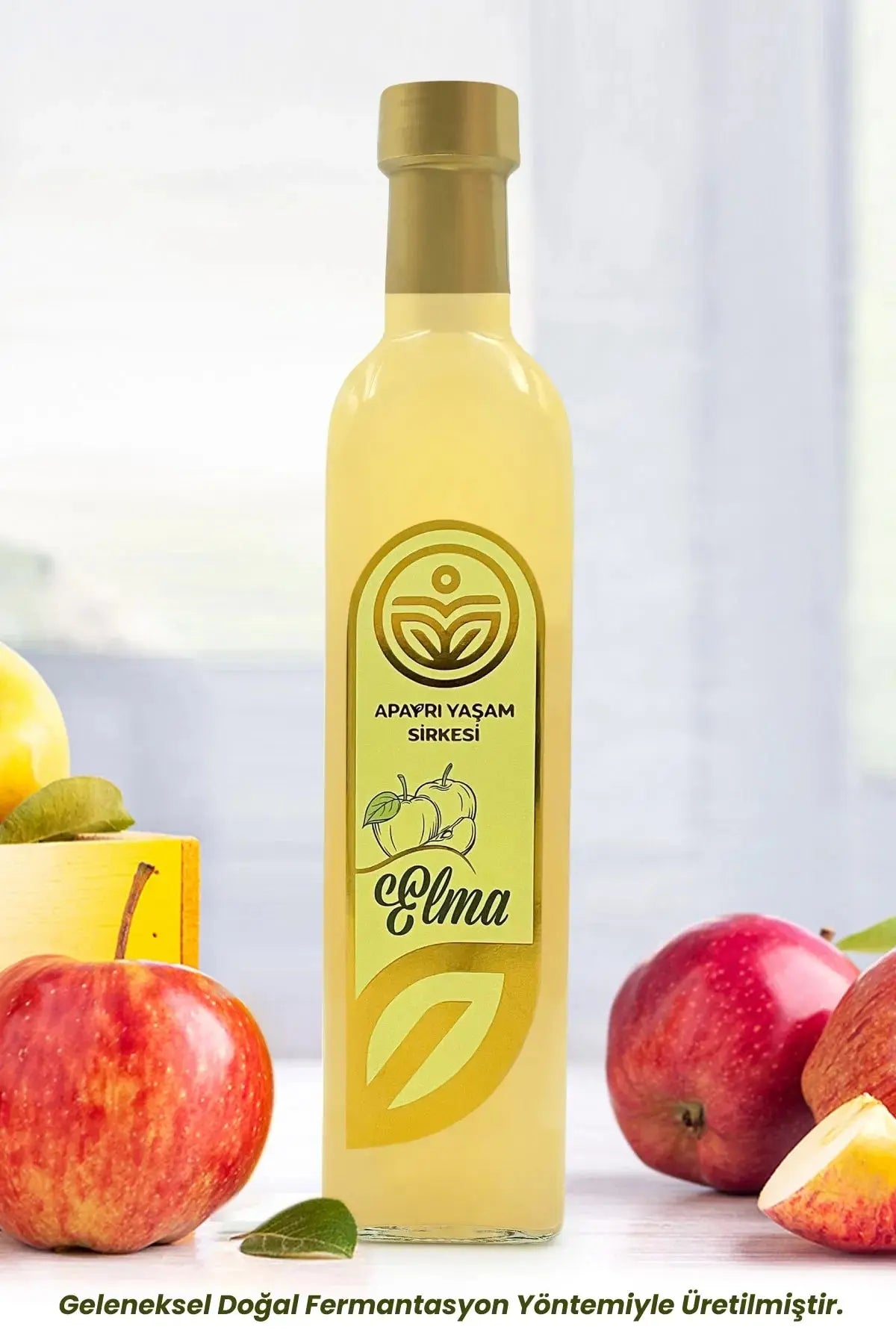 Doğal Fermantasyon Elma Sirkesi Katkısız %100 Doğal Yumuşak Içim 500ml Apayrı Yaşam