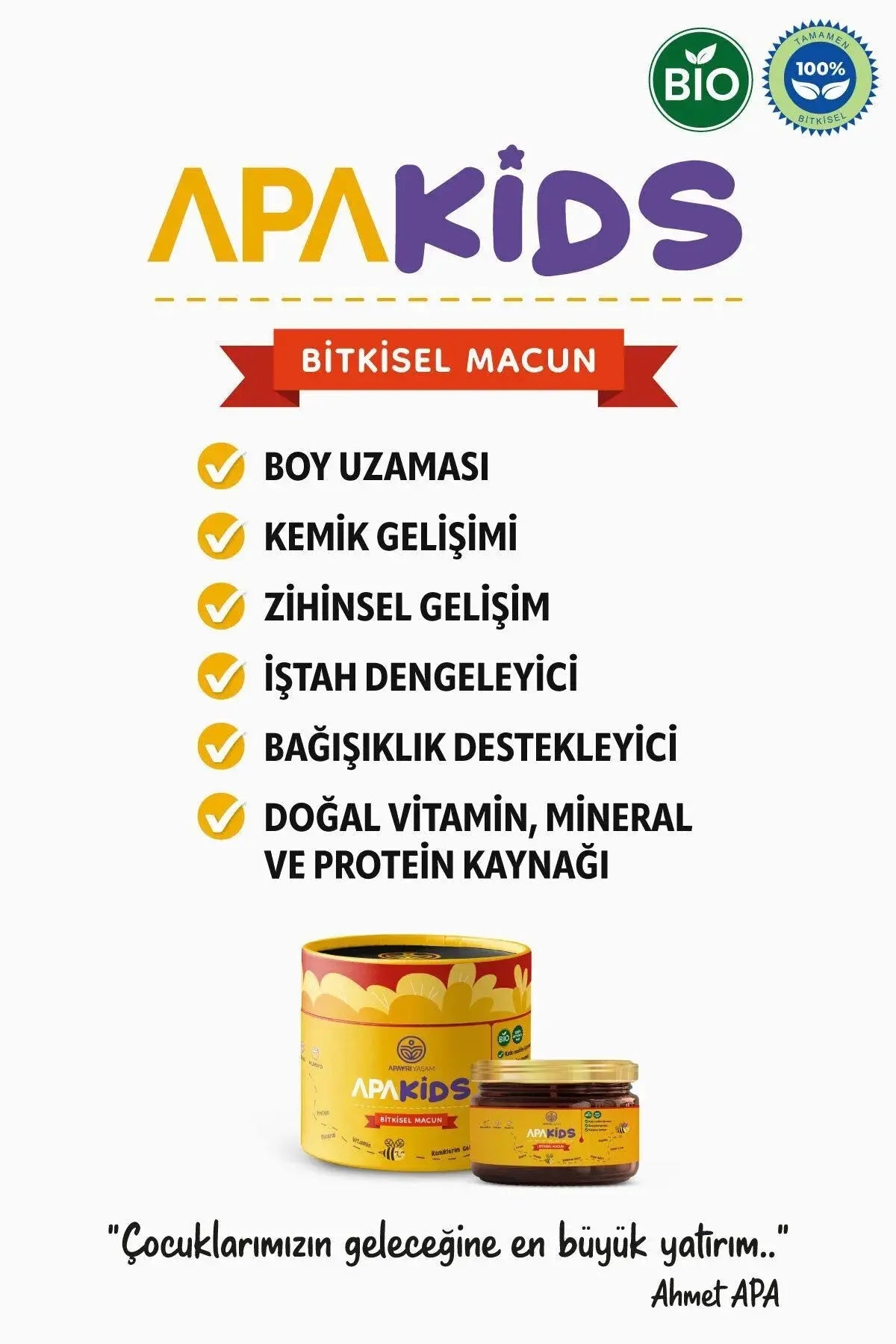 Çocuklara Özel Mumiyo, Arı Sütü, Polen Içeren Yoğunlaştırılmış Bio Macun %100 Bitkisel Apakids Apayrı Yaşam