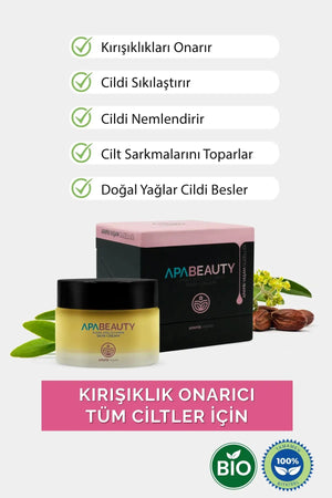Kırışıklık Onarıcı, Yaşlanma Karşıtı, Nemlendirici Aydınlatıcı Bio Yüz Kremi %100 Bitkisel Apabeauty Apayrı Yaşam