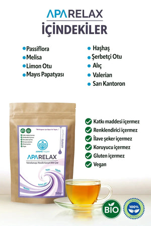 Uyku Düzenleyici, Stres Giderici, Panik Atak Rahatlatıcı Bio Çay Karışımı Aparelax Apayrı Yaşam