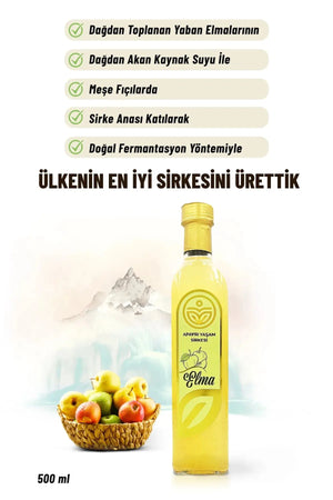 Doğal Fermantasyon Elma Sirkesi Katkısız %100 Doğal Yumuşak Içim 500ml Apayrı Yaşam
