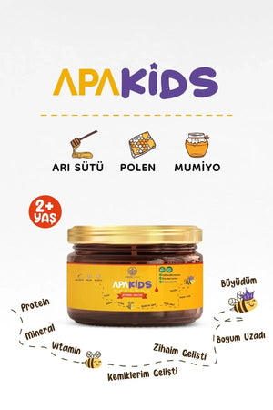 Çocuklara Özel Mumiyo, Arı Sütü, Polen Içeren Yoğunlaştırılmış Bio Macun %100 Bitkisel Apakids Apayrı Yaşam