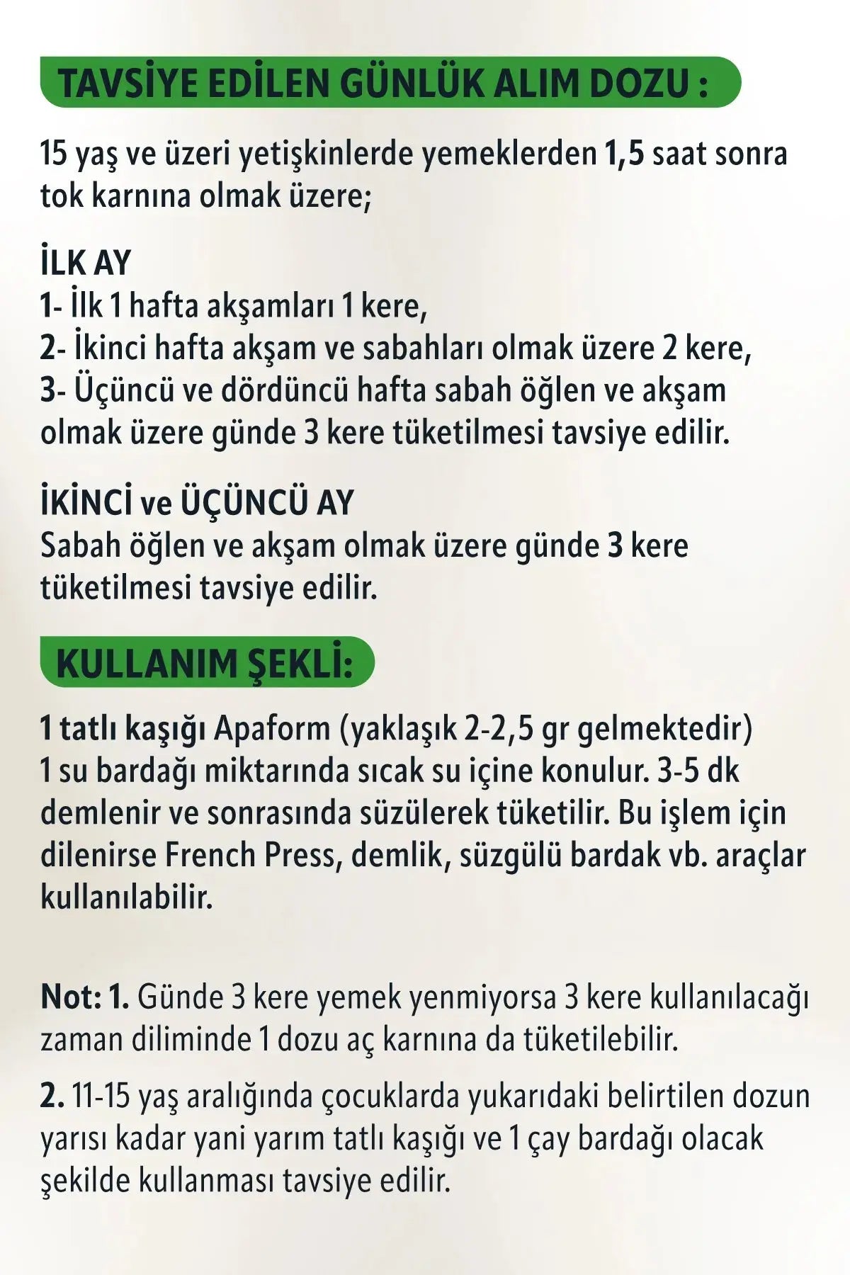 Doğal İçeriklerle Zenginleştirilmiş Apaform Çayı 1 Aylık Apayrı Yaşam