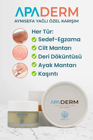 Sedef, Egzama, Ayak Mantarı, Kaşıntı, Kurdeşen Doğal Cilt Kremi Apaderm Apayrı Yaşam
