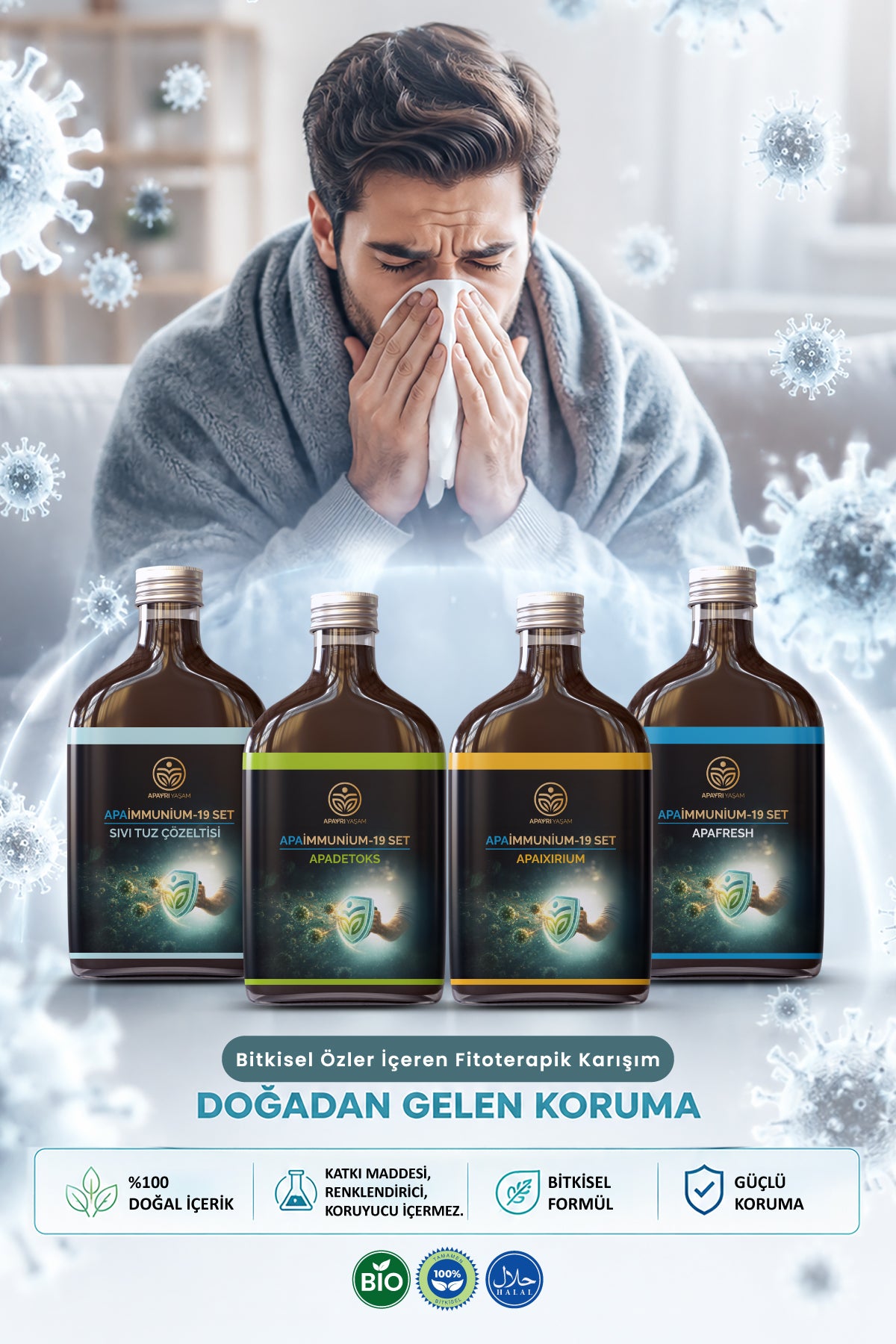 Bağışıklık Kompleksi Bitkisel Özler İçeren Fitoterapik Karışım Apaimminium-19 Set