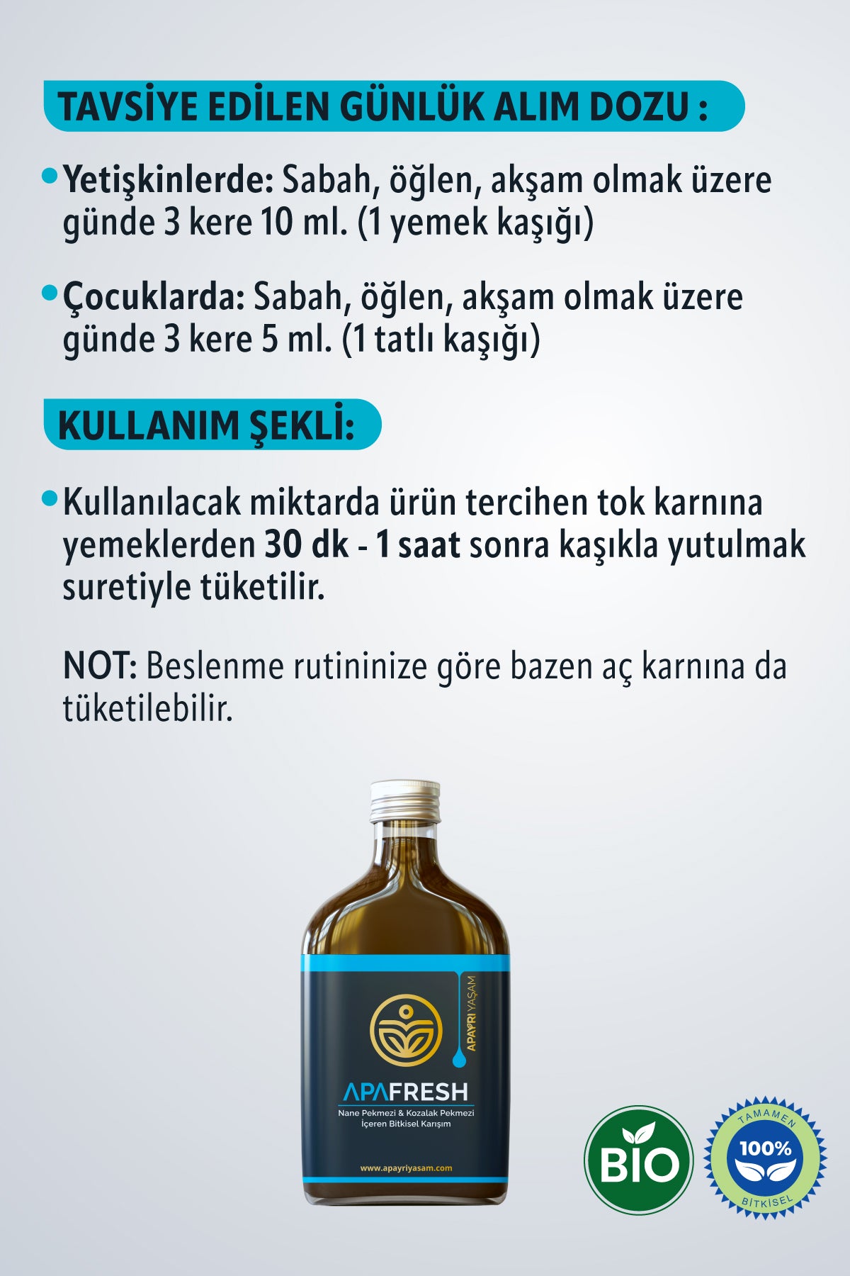 Alt Ve Üst Solunum Yolları Destekleyici Bio Şurup %100 Bitkisel Apafresh 200 mL