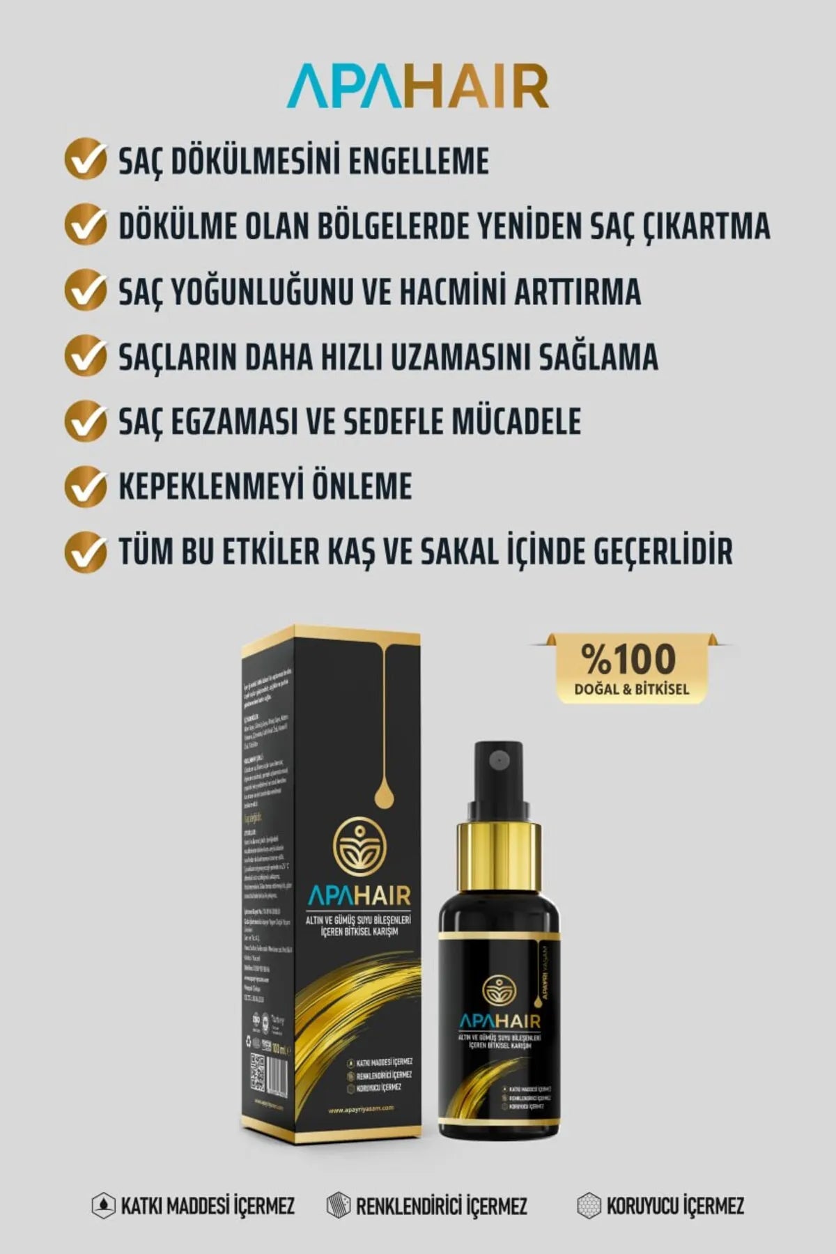 Saç Dökülmesi, Kepek, Seboreik Dermatit Onarıcı, Saç Gürleştirici Bio Saç Kürü %100 Doğal Apahair