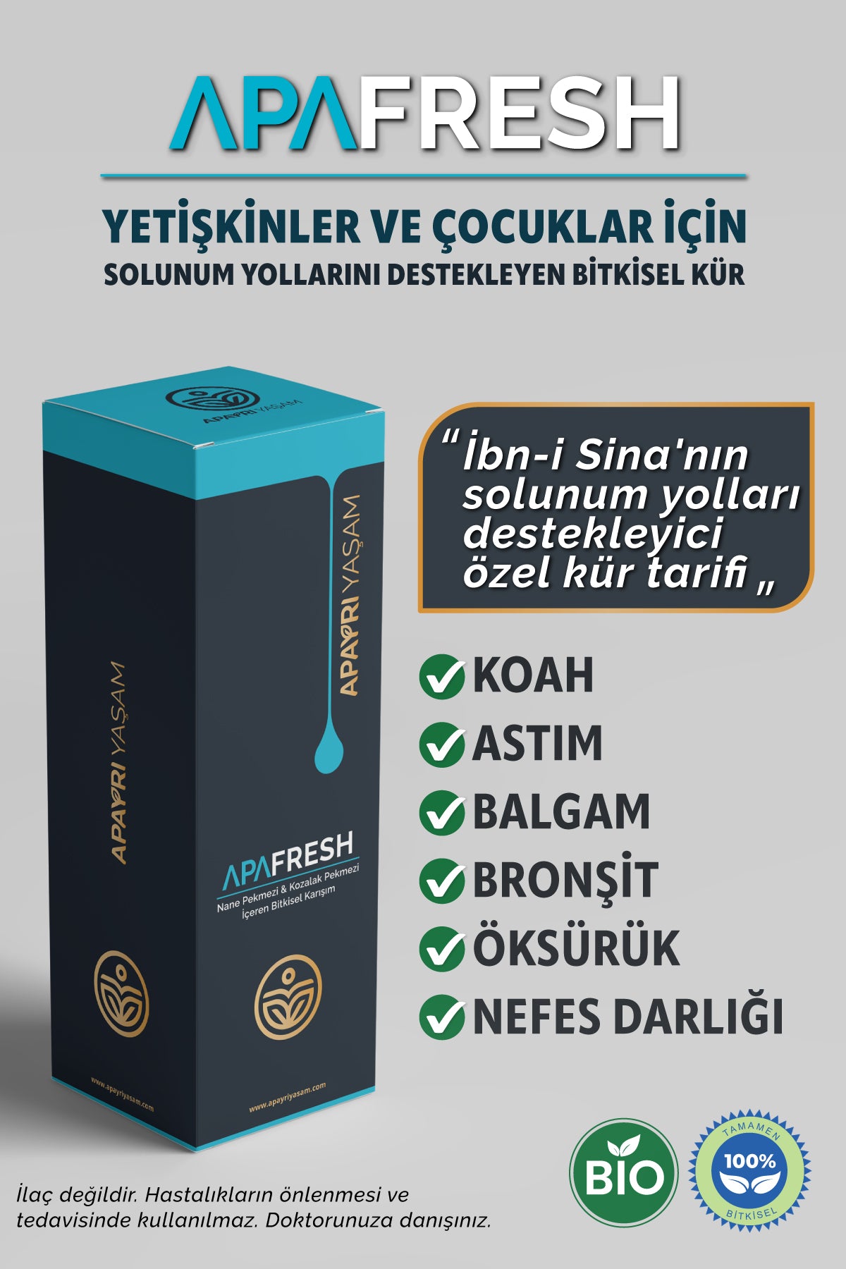 Kronik Öksürük, Alerjik Rinit, Astım, Koah, Boğaz Ağrısı İçin Bio Şurup