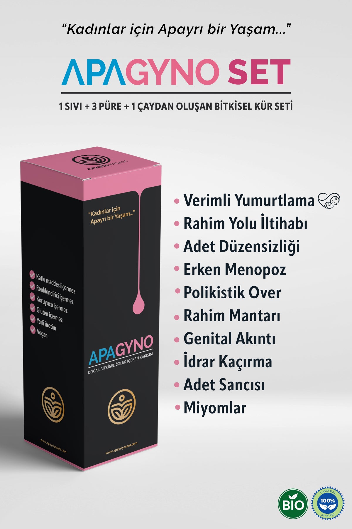 Kadınlara Özel Bio Kür Seti %100 Bitkisel Apagyno